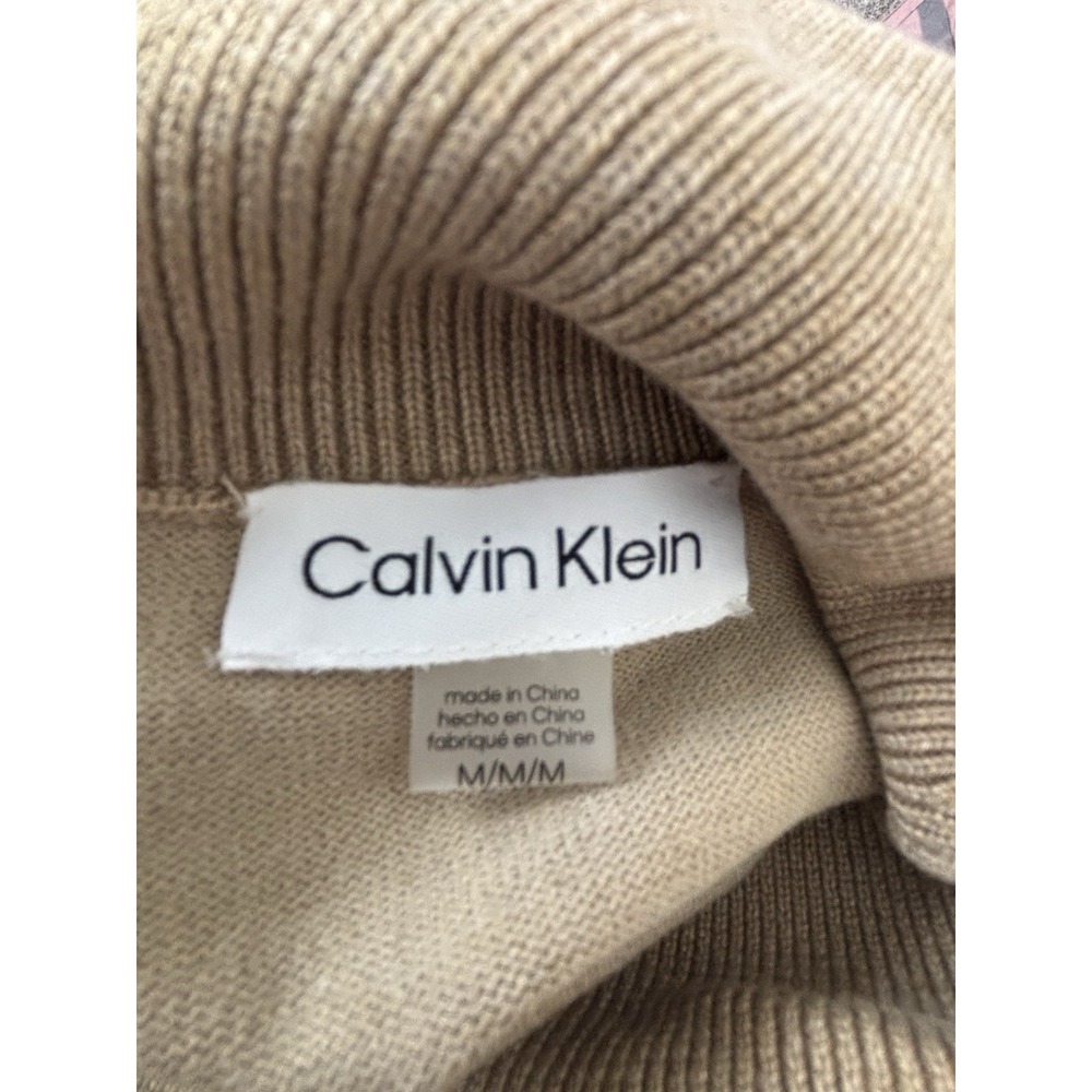 Calvin Klein Women's Sweater Dress M Beige Rhinestone Cowl Neck Long Sleeve NWT - Picture 3 of 3